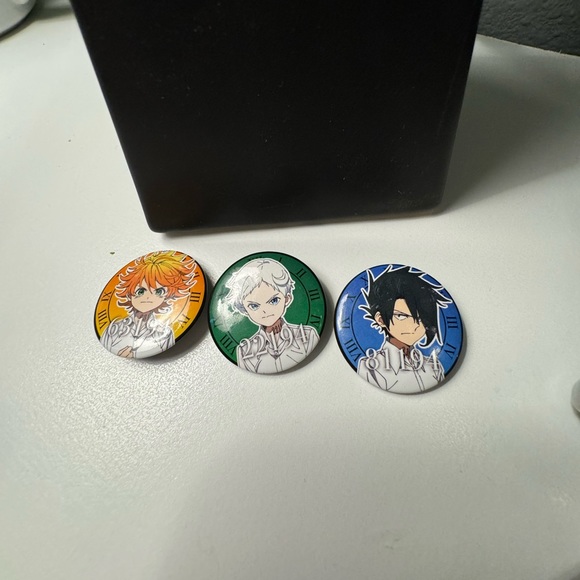 The Promised Neverland, Emma, Norman, and Ray Anime Character Pins - Picture 1 of 4